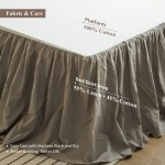 BISELINA Rok Tempat Tidur Linen Prancis dengan Volan Berpliset, 22 Inci, Kustom, Campuran Linen-Kapas Alami, Tepi Volan Anti-Debu, Beige